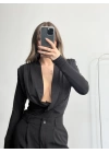 Valeria Kruvaze Bodysuit - Siyah