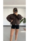 Valeria Şişme Muadil Mont - Kahve
