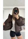 Valeria Şişme Muadil Mont - Kahve