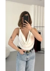Venice Degaje Yaka Bodysuit - Beyaz