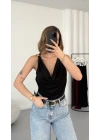 Venice Degaje Yaka Bodysuit - Siyah