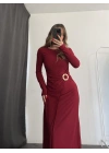 Vicky Toka Detay Elbise - Bordo
