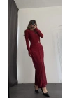 Vicky Toka Detay Elbise - Bordo