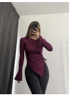 Vien Asimetrik Bluz - Bordo