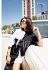 W Parçalı Tshirt - Siyah
