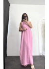 Wind Keten Elbise -Pembe