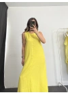 Wind Keten Elbise -Sarı