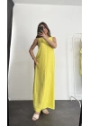 Wind Keten Elbise -Sarı