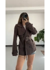 Xenia Aksesuarlı Trençkot -Kahve