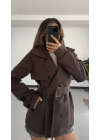 Xenia Aksesuarlı Trençkot -Kahve