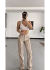 Yılan Desenli Wide Leg Jean