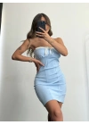Yulia Mini Elbise - Mavi
