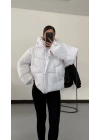 Zr Oversize Puffer Mont - Beyaz