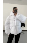 Zr Oversize Puffer Mont - Beyaz