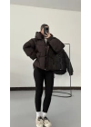 Zr Oversize Puffer Mont - Kahve