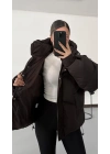 Zr Oversize Puffer Mont - Kahve