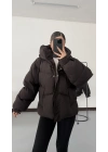 Zr Oversize Puffer Mont - Kahve