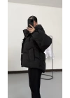 Zr Oversize Puffer Mont - Siyah