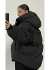 Zr Oversize Puffer Mont - Siyah