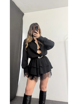 Noir Gömlek Elbise - Siyah