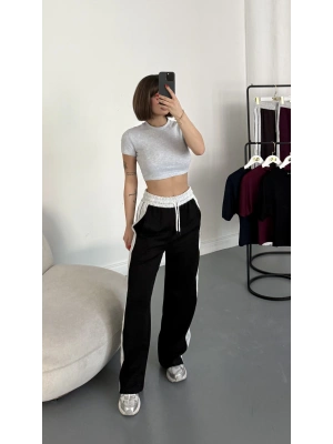 Finn Şeritli Salaş Eşofman - Siyah