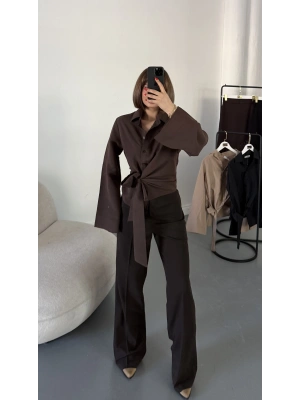 Beatrice Bağlamalı Gömlek - Kahve