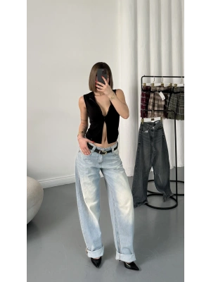 Lea Kolsuz Fermuarlı Bluz - Siyah