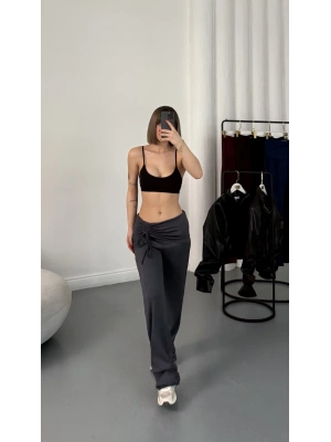 Mila Bel Büzgülü Oys Pantolon - Antrasit