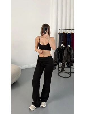 Mila Bel Büzgülü Oys Pantolon - Siyah
