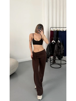 Mila Bel Büzgülü Oys Pantolon - Kahve