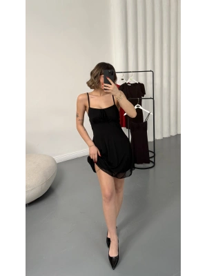 Sofia Mini Tül Elbise - Siyah