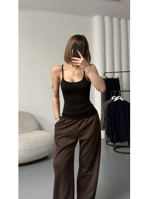 Vita Askılı Basic Crop - Siyah