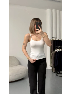 Vita Askılı Basic Crop - Beyaz
