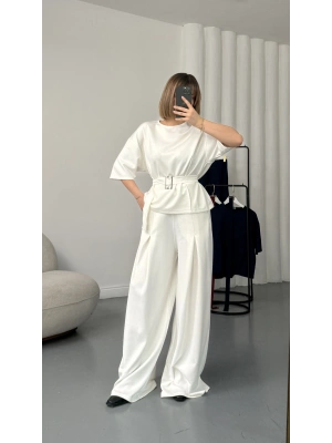 Laure Kuşaklı Takım - Beyaz