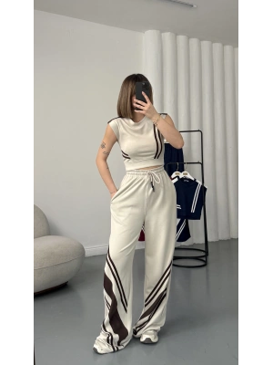 Petra Şeritli Eşofman Takım - Bej