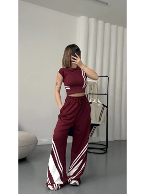 Petra Şeritli Eşofman Takım - Bordo
