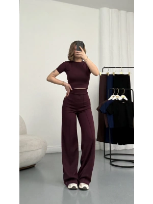 Alone Crop Takım - Mürdüm