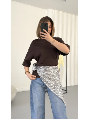 Nila Parçalı Tshirt - Kahve