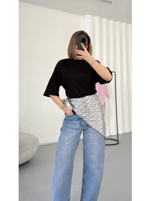 Nila Parçalı Tshirt - Siyah