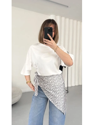 Nila Parçalı Tshirt - Beyaz