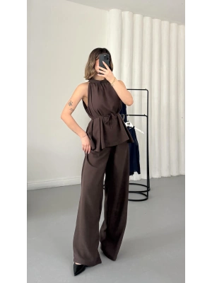 Merla Keten Takım - Kahve