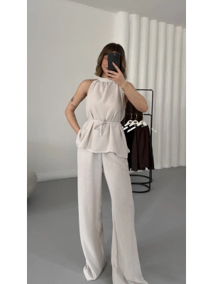 Merla Keten Takım - Bej