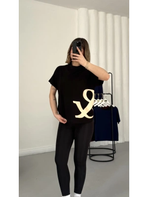 And Baskılı Tshirt - Siyah