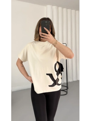 And Baskılı Tshirt - Bej