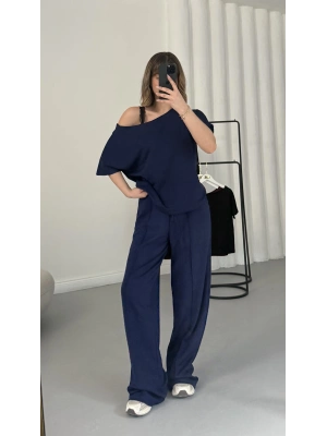 Hale Kayık Yaka Takım - Lacivert