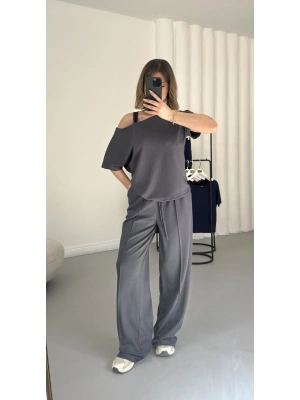 Hale Kayık Yaka Takım - Antrasit