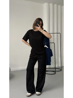 Fiona Taşlı Takım - Siyah