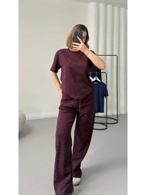 Fiona Taşlı Takım - Bordo
