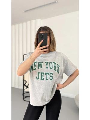 NY Baskılı Tshirt - Gri
