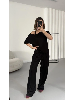 Hale Kayık Yaka Takım - Siyah